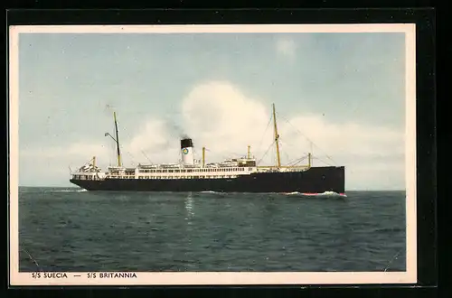 Künstler-AK S.S. Suecia S.S. Britannia, das Passagierschiff auf Hoher See