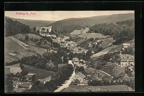 AK Stolberg im Harz, Generalansicht der Ortschaft im Tal