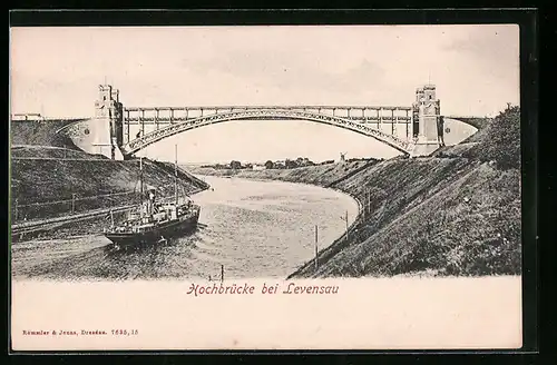 AK Levensau, Schiff unter der Hochbrücke