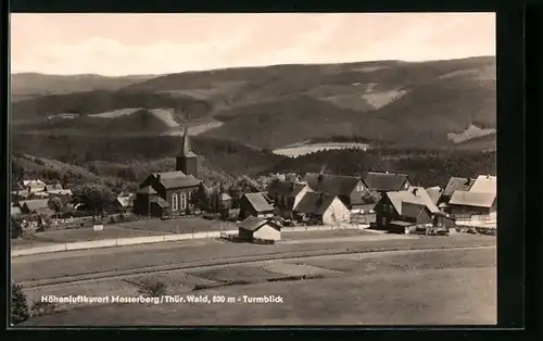 AK Masserberg i. Thür. Wald, Turmblick zur Kirche im Ort