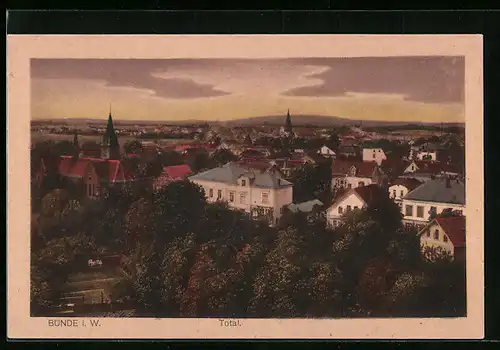AK Bünde i. W., Blick über die Dächer der Stadt