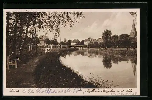 AK Bünde i. W., Idyllisches Plätzchen am Ufer der Else
