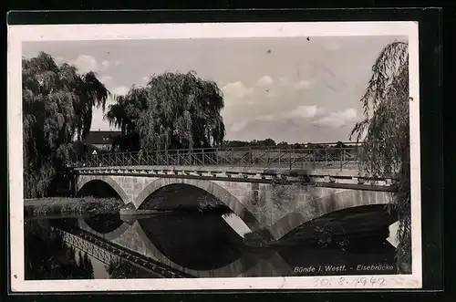 AK Bünde i. Westf., Partie am Elseufer neben der Brücke