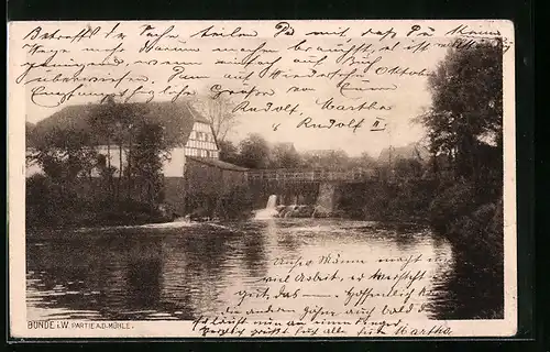 AK Bünde i. Westf., Partie an der Mühle, am Elseufer