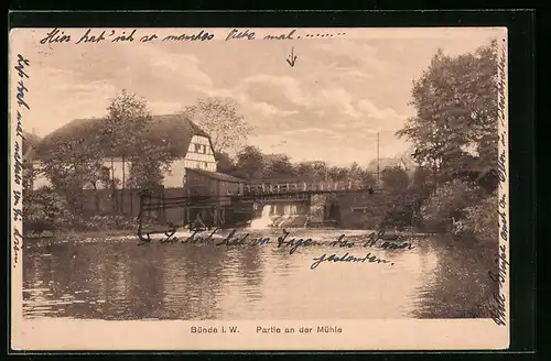 AK Bünde i. Westf., Partie an der Mühle am Ufer der Else