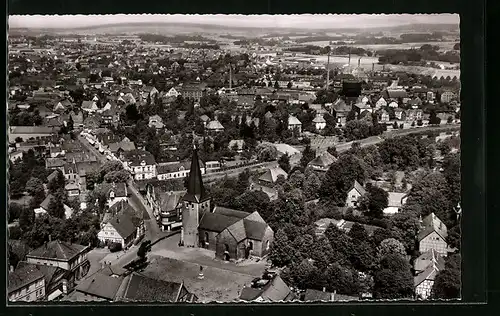 AK Bünde i. Westf., Blick über die Kirche auf die gesamte Stadt