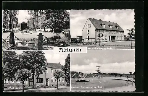 AK Altlünen, vor dem Verwaltungsgebäude, am Freibad Cappenberger See, am Ehrenmal, vor der Volksschule