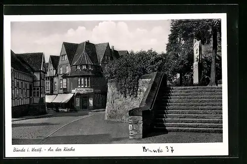 AK Bünde i. W., Haus Fischer und Heuer an der Kirche