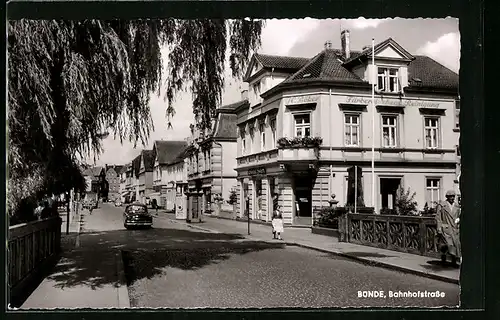 AK Bünde i. W., Stadthäuser in der Bahnhofstrasse