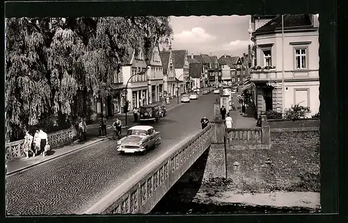 AK Bünde i. W., die Elsebrücke mit Blick in die Bahnhofstrasse