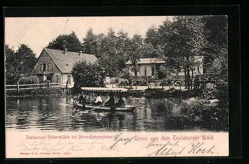 AK Horn-Externsteine /Teutoburger Wald, Restaurant Silbermühle mit Boot