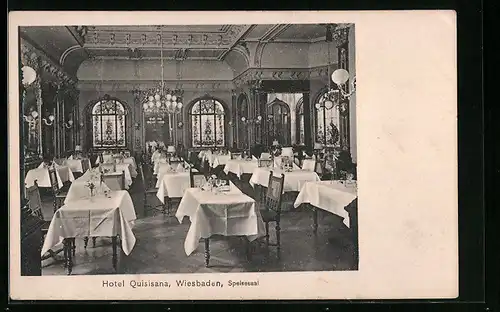 AK Wiesbaden, Hotel Quisisana, Speisesaal, Innenansicht