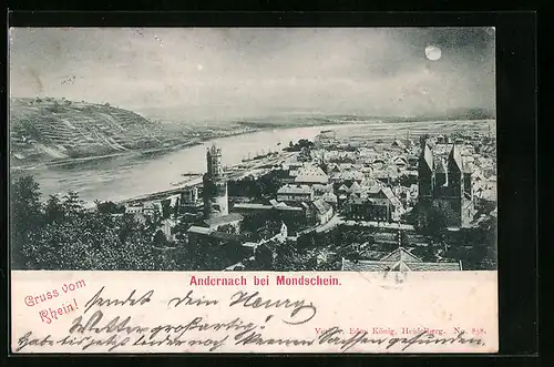 AK Andernach, Ortsansicht bei Mondschein