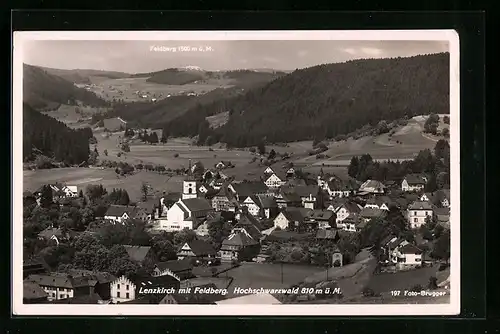 AK Lenzkirch /Hochschwarzwald, Ortsansicht mit Feldberg