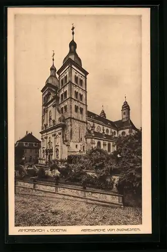 AK Amorbach i. Odenw., Abteikirche von Südwesten