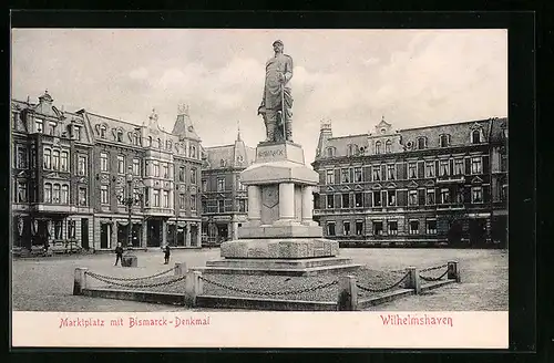 AK Wilhelmshaven, Marktplatz mit Bismarck-Denkmal