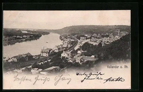 AK Vallendar a. Rh., Ortsansicht mit Fluss
