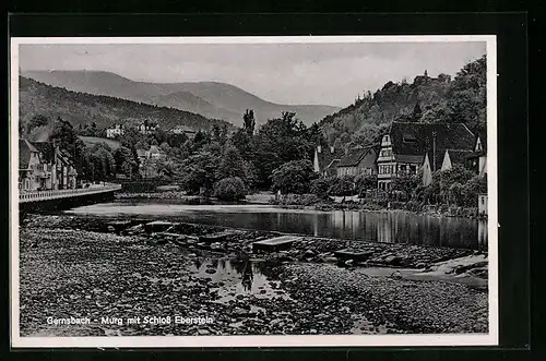 AK Gernsbach, Murg mit Schloss Eberstein