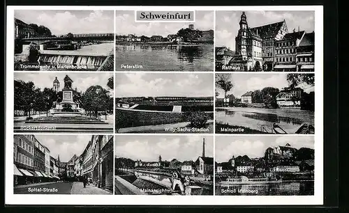 AK Schweinfurt, Spital-Strasse, Mainpartie, Willy-Sachs-Stadion