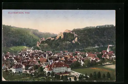AK Blaubeuren, Totalansicht mit Bergen