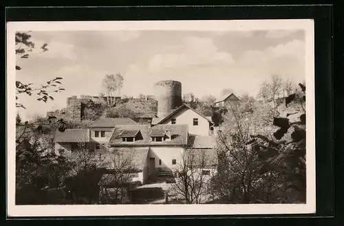 AK Talmberk okres Kutná Hora, Ortspartie mit Ruine