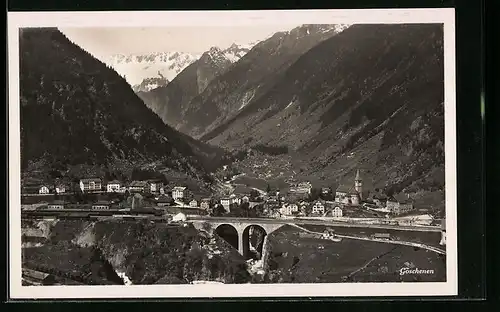 AK Göschenen, Teilansicht mit Bergen