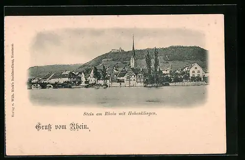 AK Stein am Rhein, Uferpartie mit Hohenklingen