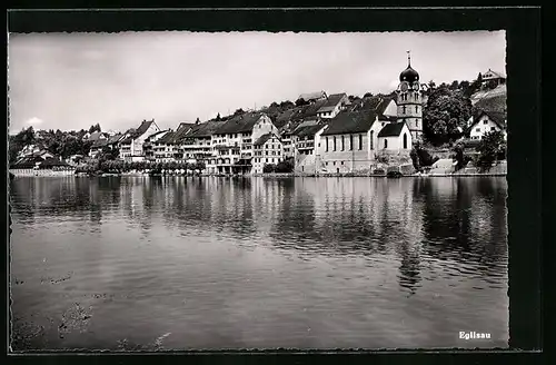 AK Eglisau, Uferpartie mit Kirche