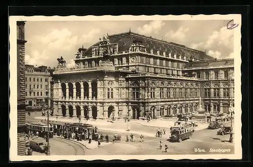 AK Wien, Staatsoper mit Strassenbahnen