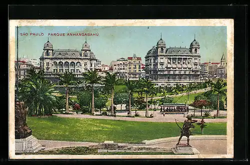 AK Sao Paulo, Parque Anhangabahu, Strassenbahn