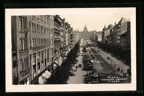 AK Praha, Vaclacske namesti, Strassenbahn