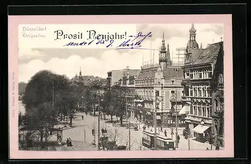 AK Düsseldorf, Königsallee mit Strassenbahn