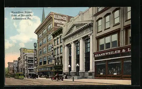 AK Allentown /Pa., Hamilton Street, East of Seventh, Strassenbahn