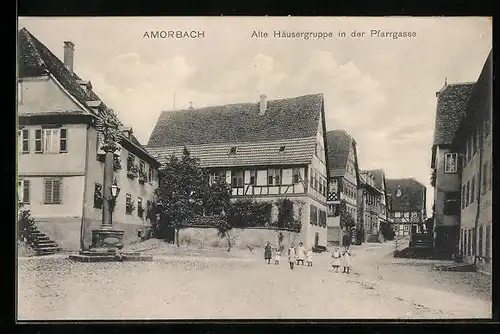 AK Amorbach, Alte Häusergruppe in der Pfarrgasse