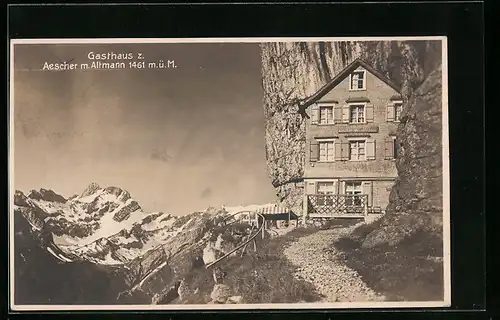 AK Aescher, Gasthaus Aescher-Wildkirchli m. Altmann