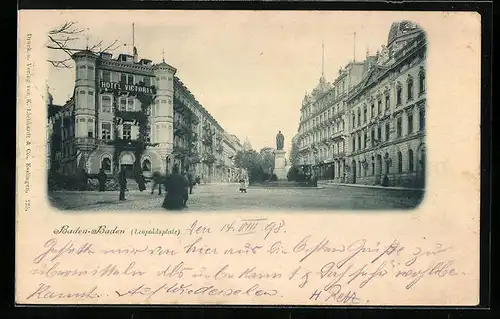 AK Baden-Baden, Leopoldsplatz mit Hotel Victoria