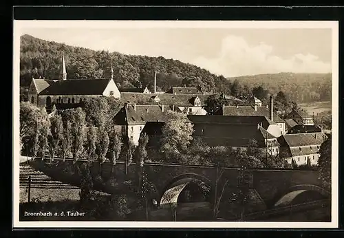 AK Bronnbach a. d. Tauber, Ortspartie mit Brücke