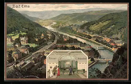 AK Bad Ems, Ortsansicht und Emser-Kränchen