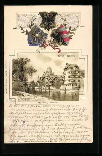 Präge-Lithographie Nürnberg, Pegnitz-Partie, Wappen