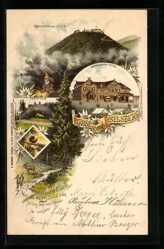 Lithographie Inselsberg, Gothaisches Hotel, Thorstein, Panorama