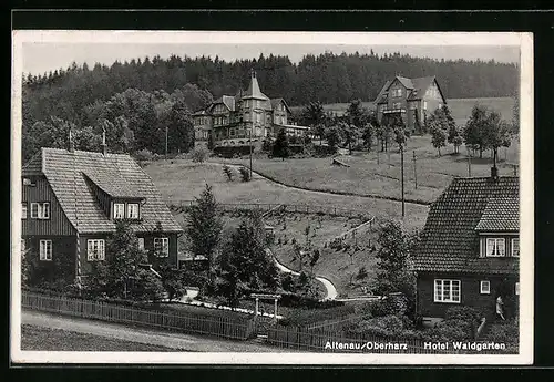 AK Altenau /Harz, Hotel Waldgarten von der Strasse gesehen