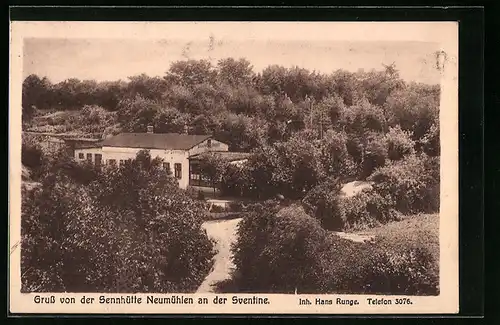 AK Kiel-Neumühlen a. d. Sventine, Gasthaus Sennhütte aus der Vogelschau