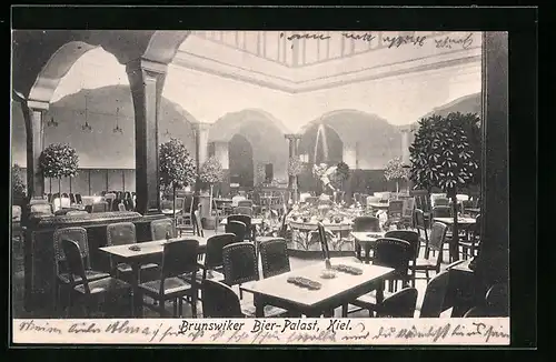 AK Kiel, Gasthaus Brunswiker Bierpalast, Innenansicht
