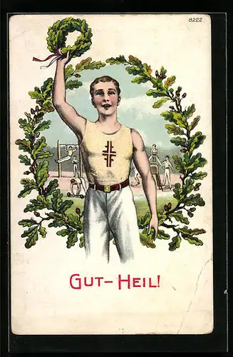 AK Siegreicher Turner mit Eichenkranz