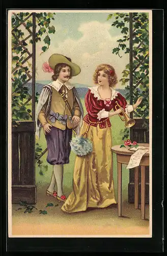 Präge-AK Säckingen, Trompeter von Säckingen mit seiner Geliebten und Trompete