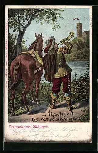 AK Säckingen, Trompeter von Säckingen bläst zum Abschied