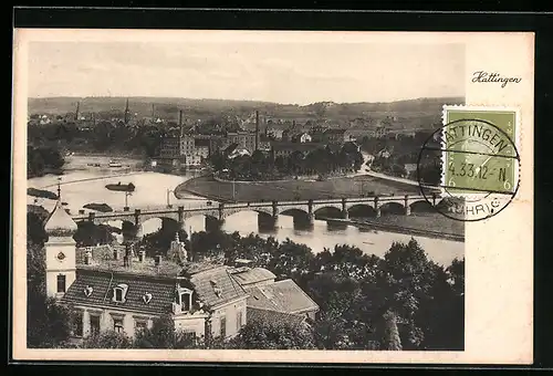 AK Hattingen, Blick auf die Stadt und die Ruhrbrücke