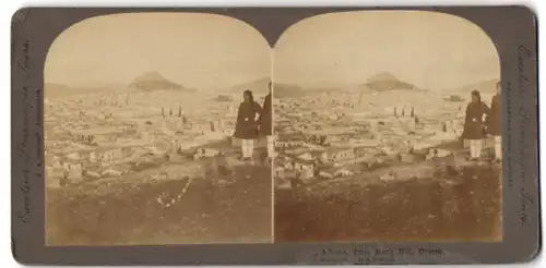 Stereo-Fotografie M.E. Wright, Burnley, Ansicht Athen / Athens, Panorama der Stadt