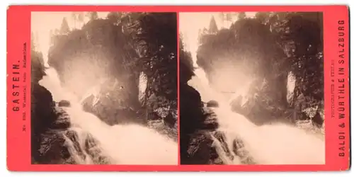 Stereo-Fotografie Baldi & Würthle, Salzburg, Ansicht Gastein, Wasserfall beim Badeschloss