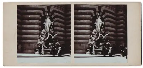 Stereo-Fotografie unbekannter Fotograf, Ansicht Wien, Hofburg, Brunnen Macht zu Lande